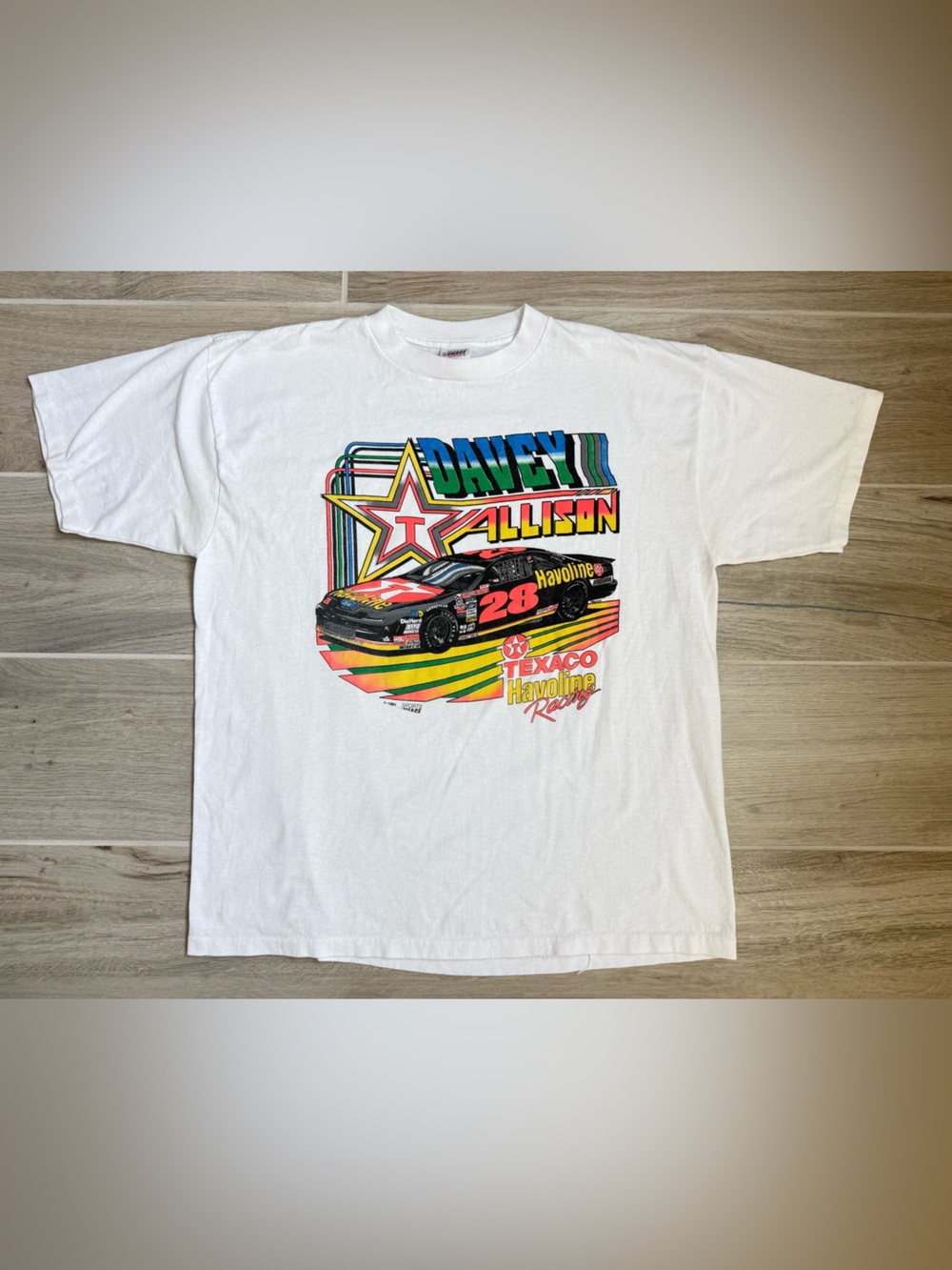Vintage 1991 Davey Allison Texaco Havoline NASCAR Sports Image USA XL Single Sti